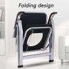 RENJJPBO Portable Folding Chair with Built-in Toilet, Commode Chair Shower Chair with Arms and Back Bedside Commode for People with Toilet Chair view 3