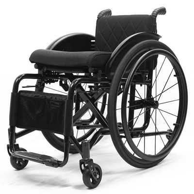 PSYBRYTHIA Portable Aluminium Wheelchairs for Adults, Lightweight Foldable Transport Wheelchair with Handbrakes, Comfortable Customizable Seat Width, 220lbs Weight Capacity(Black,Soft Back)