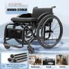 PSYBRYTHIA Portable Aluminium Wheelchairs for Adults, Lightweight Foldable Transport Wheelchair with Handbrakes, Comfortable Customizable Seat Width, 220lbs Weight Capacity(Black,Soft Back) view 3