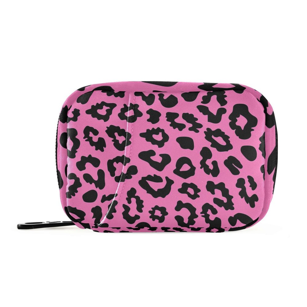 Leopard First aid Bag with Detachable Compartments Attachable Pill Organizer 3X a Day for Purse