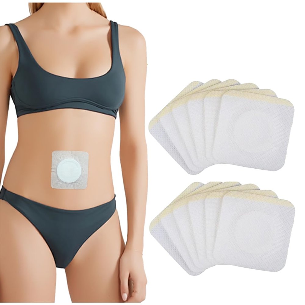 12Pcs Disposable Castor Oil Patches Belly Button 3.15x3.15 inches White