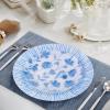 U-QE 20Pcs Blue Plastic Plates - Botanical Stripes Plates Disposable view 3