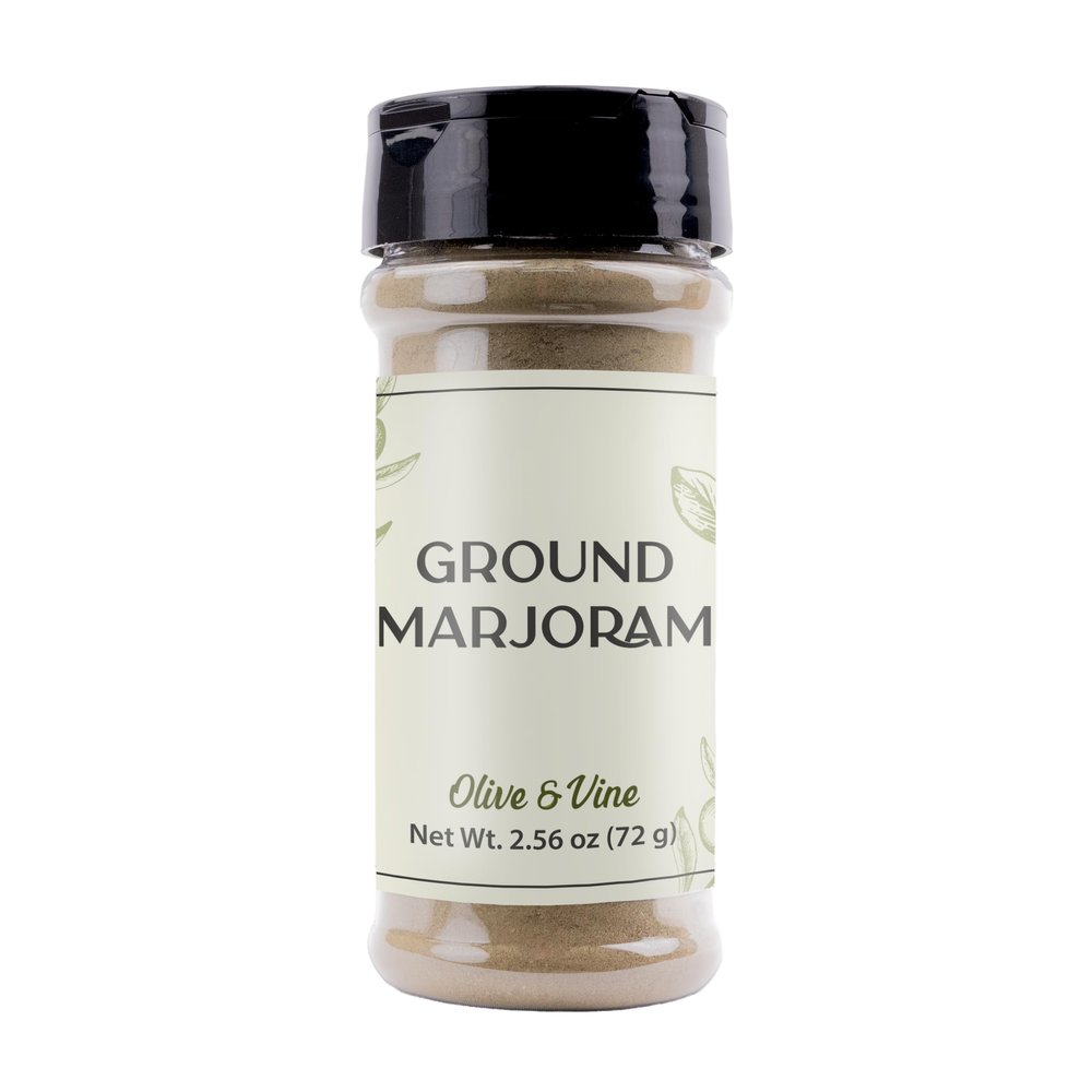 Olive & Vine Ground Marjoram, Earthy & Sweet, Seasoning for Soups, Stews, and Roasts, With Rich Tradition, Authentic Taste, For Global Recipes (2.56 Ounce)