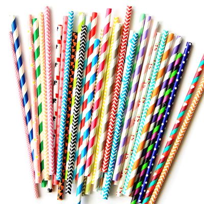 100 pcs Pick Your Styles Paper Straws, Multi Blue Pink Red Black Brown Purple Green Grey Orange Yellow Gold Silver Party Drinking Straws Bulk, Assorted Patterned Cake Pop Sticks (Pick 4 Styles)