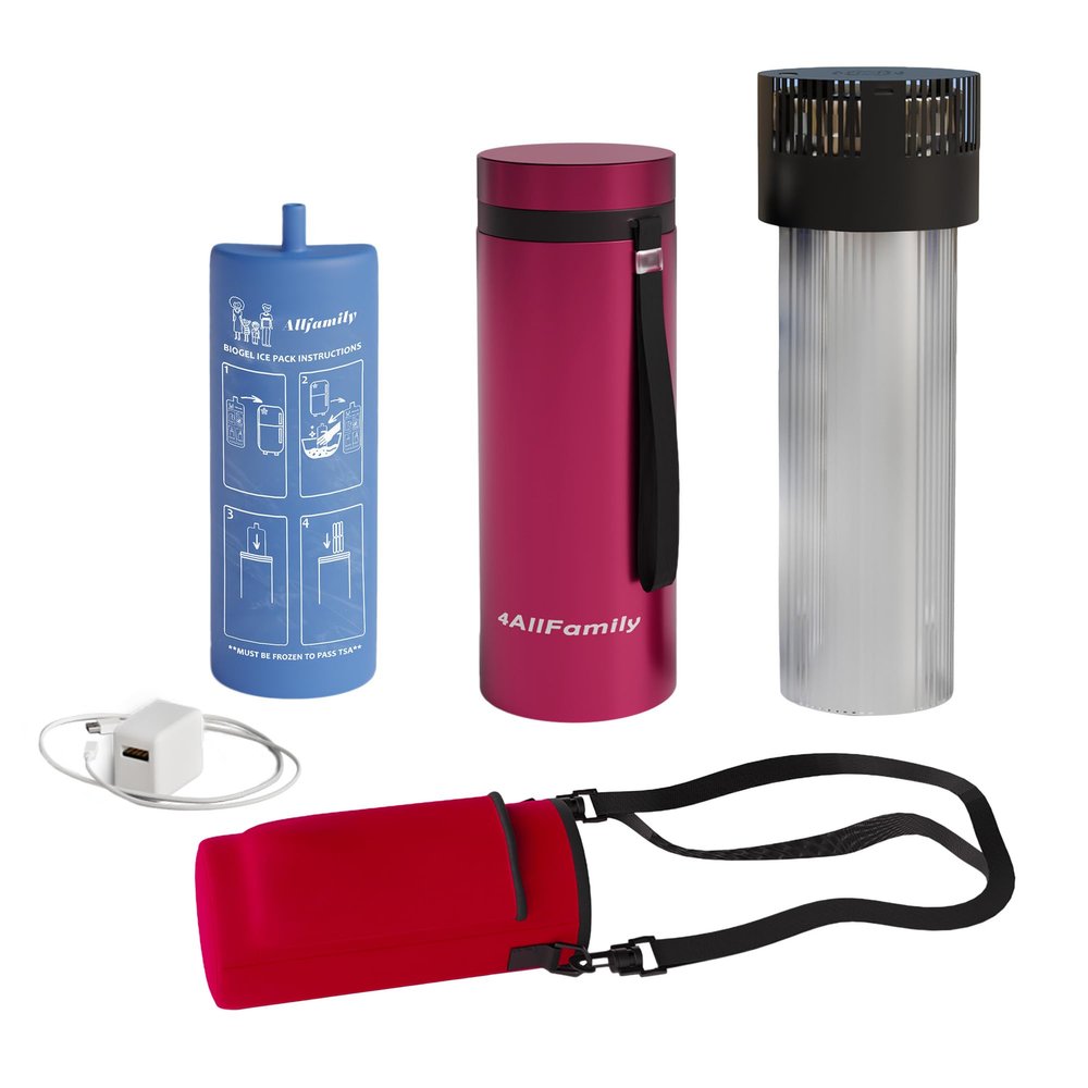4ALLFAMILY VOYAGER AUTO Shut Off USB TSA Medication Cooler Travel Case Keeps Fridge Temp 36F-46F + Biogel Ice Pack |Perfect Medical Cooler Diabetes Insulin Eye Drop Arthritis (MAGENTA XL)