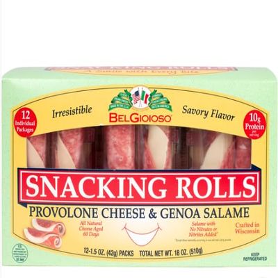 BelGioioso Snacking Rolls, Provolone Cheese & Genoa Salame, 1.5 oz, 12 ct
