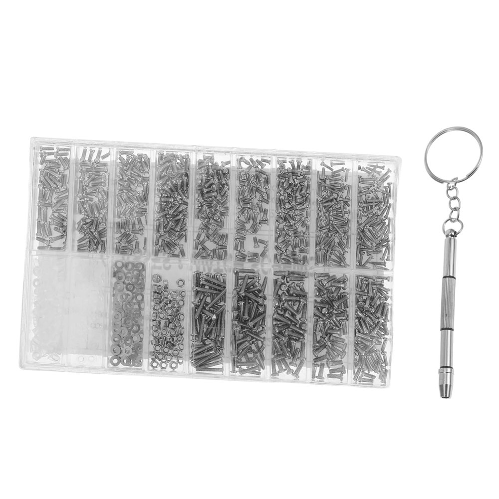 PLAFOPE 1000pcs Eyeglass Screw Kit Assorted Sizes Stainless Steel Repair Tools for Glasses and Watches