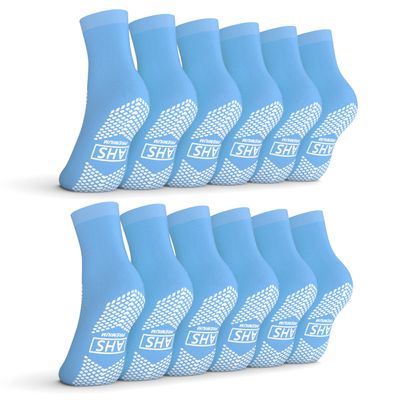 AMERICAN HOSPITAL SUPPLY Non-Slip Hospital Socks, Anti-Skid, Anti-Slip Gripper Socks for Medical or Home Use, Ice Blue, XXX-Large, 6 Pairs