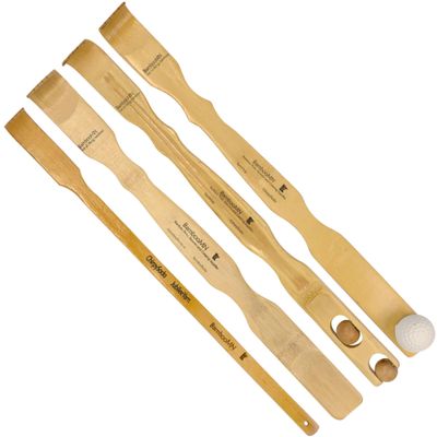 Bamboo 1x Back Scratcher Shoe Horn, 1x Smooth Ball, 1x Back Scratcher Bonger, 1x Travel Size - 4 Total Units