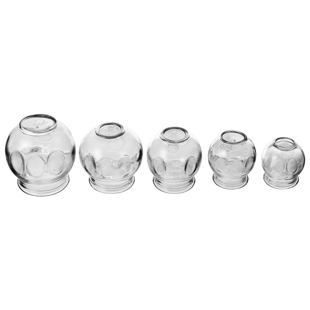 IMIKEYA 5-Piece Glass Cupping Therapy Set Thickened Vacuum Suction Massage Cups for Home Use Effective Cupping Tool for Relaxation and Muscle Relief