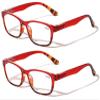 V.W.E. 2 Pairs of Stylish Classic Rectangle Reader With Spring Hinges Women Half Translucent Tortoise Reading Glasses (Red, 1.25, x) view 1