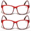 V.W.E. 2 Pairs of Stylish Classic Rectangle Reader With Spring Hinges Women Half Translucent Tortoise Reading Glasses (Red, 1.25, x) view 2