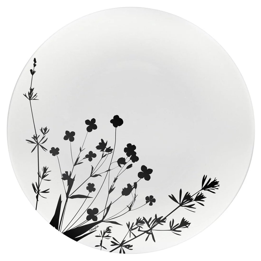 10.5 Inch Black and White Plastic Round Dinner Plate Flower Design Elegant Disposable Tableware for Weddings Parties and Events Durable and Reusable Design Perfect for Catering Buffets (20)