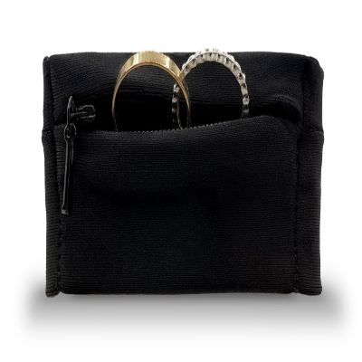 RingHero Wristband Ring Holder: Secure Wedding & Engagement Ring Pouch for Gym, Travel & Work | Prevent Loss & Damage | Hidden Zippered Pocket for Valuables | 4-Way Stretch - Black