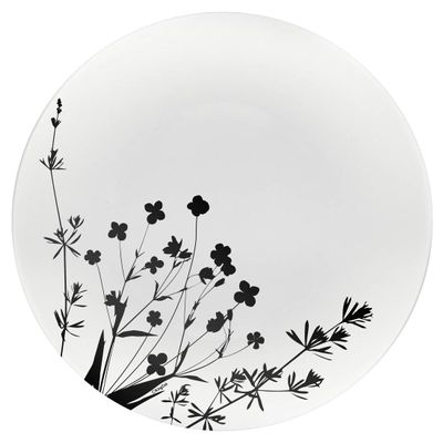 10.5 Inch Black and White Plastic Round Dinner Plate Flower Design Elegant Disposable Tableware for Weddings Parties and Events Durable and Reusable Design Perfect for Catering Buffets (70)