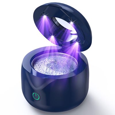 CXRUY Ultrasonic Retainer Cleaner - UV Dental Cleaning Pod Night Guard Cleaner for Dentures, Aligner, Braces, Toothbrush Heads, Jewelry (Navy Blue)