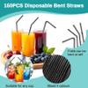 MAQIHAN 150PCS Disposable Plastic Straws - Flexible Bendy Drinking Straws view 3