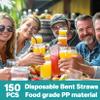MAQIHAN 150PCS Disposable Plastic Straws - Flexible Bendy Drinking Straws view 4