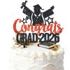 Congrats Grad 2026 Graduation Cake Topper Red Glitter Class of 2026 Cake Topper for 2026 Senior High School/College/University Happy 2026 Graduation Party Cake Supplies Decorations view 1