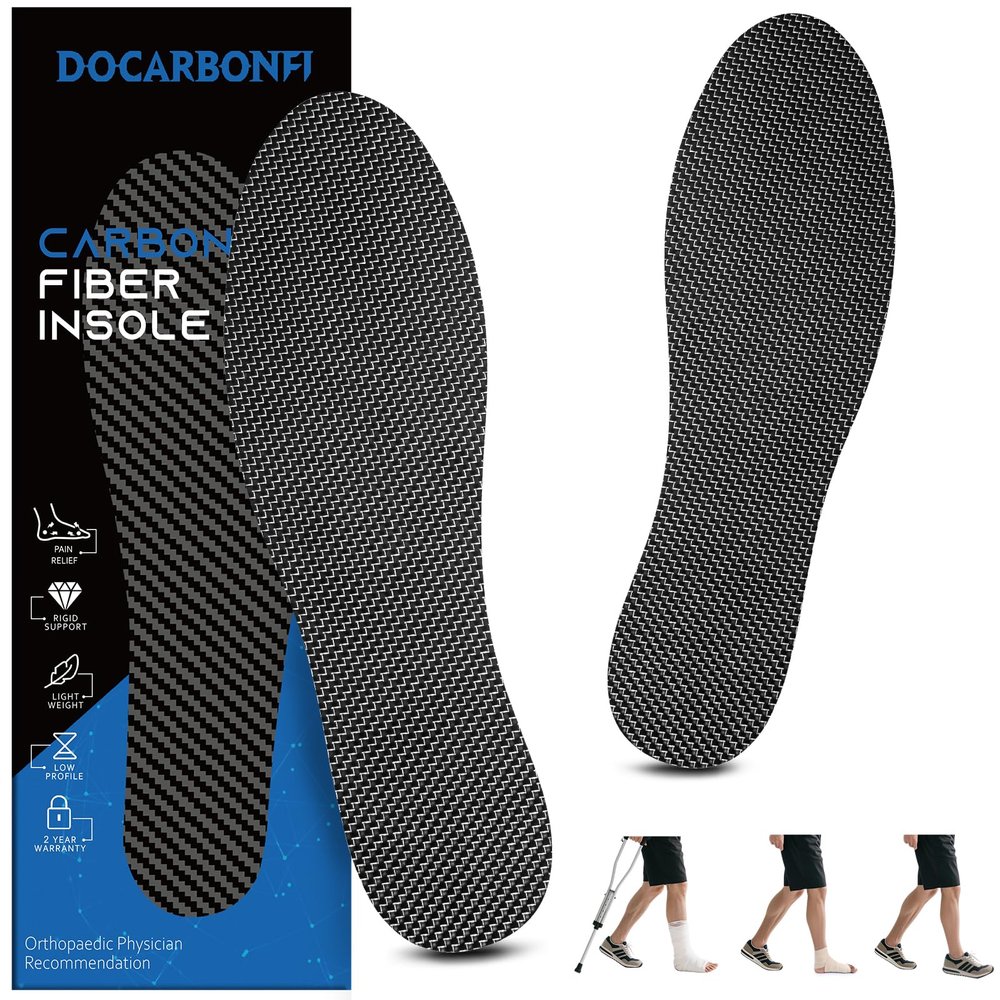 Titanium Enhances Carbon Fiber Insole, 1Pair Rigid Shoe Insert For Pain Relief Of Turf Toe, Foot Fractures, Hallux Rigidus, Limitus - Carbon Foot Plate For Sports, Hiking, Walking, Basketball, Running