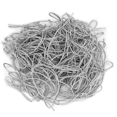 OZXCHIXU 200 Pcs Stretch Loops Metallic Elastic Cord Pre Tied Ornament Strings Elastic Ribbon for Tags String Bows for Gift Wrapping Crafts Tags Boxes Bow (Silver, 10 inch/200pcs)