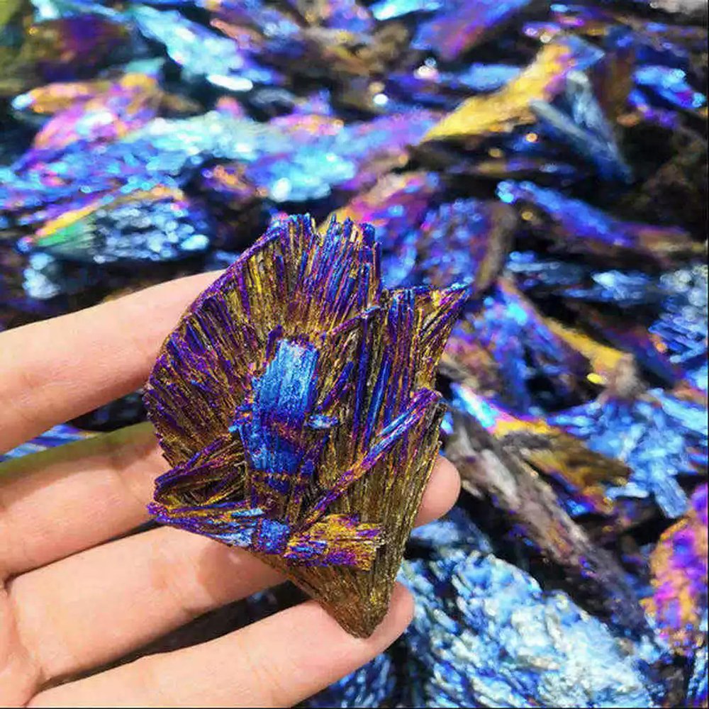 10Pcs Natural Rainbow Titanium Quartz Aura Crystal Cluster Specimen Rock