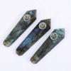 10Pcs Natural Labradorite W/Carb Hole Quartz Crystal Point Wand view 1