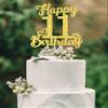 11th Birthday Cake Topper - Double Sided Gold Glitter, Happy 11th birthday Cake decorations for girls,11 Cake Topper For girls, 11 birthday decorations Eleven view 1