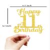 11th Birthday Cake Topper - Double Sided Gold Glitter, Happy 11th birthday Cake decorations for girls,11 Cake Topper For girls, 11 birthday decorations Eleven view 2