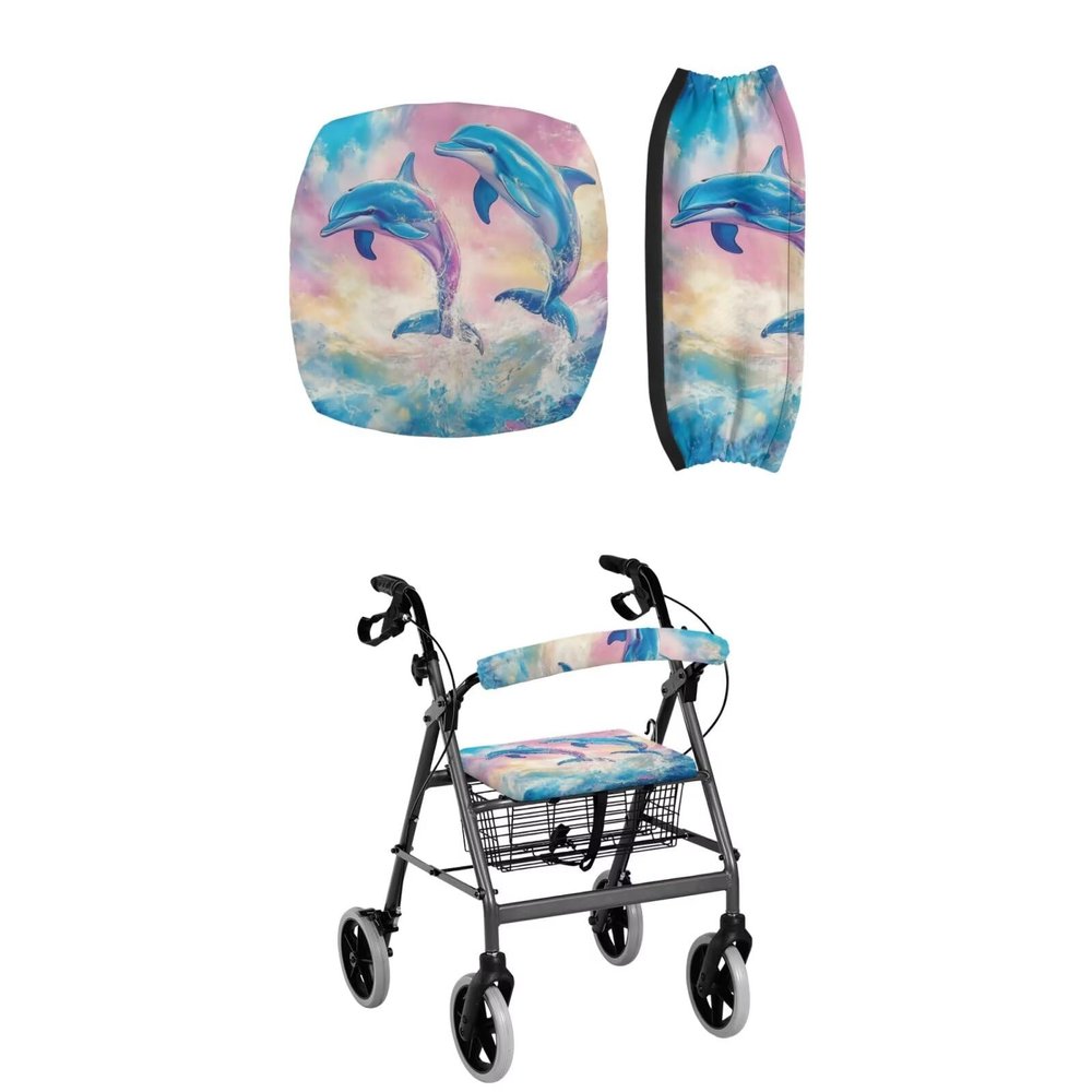 LedBack Walkers, Rollators & Accessories Dolphins Pattern Rollator Seat Cushion Soft Walker Seat Cover Dust Cover Walker Decorations, Easy to Install
