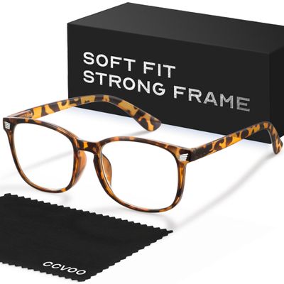CCVOO Stylish Print Reading Glasses - Blue Light Filter and UV Protection, Square Frames - Readers for Women