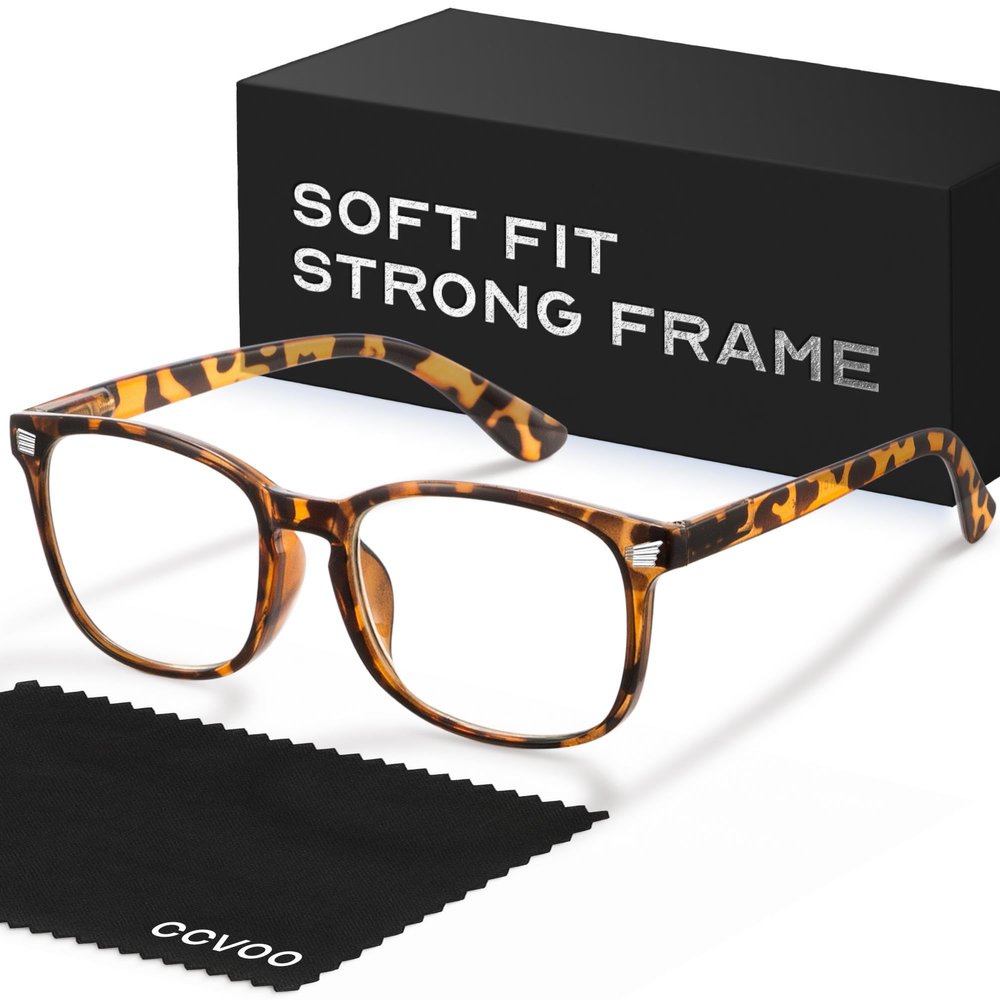 CCVOO Stylish Print Reading Glasses - Blue Light Filter and UV Protection, Square Frames - Readers for Women