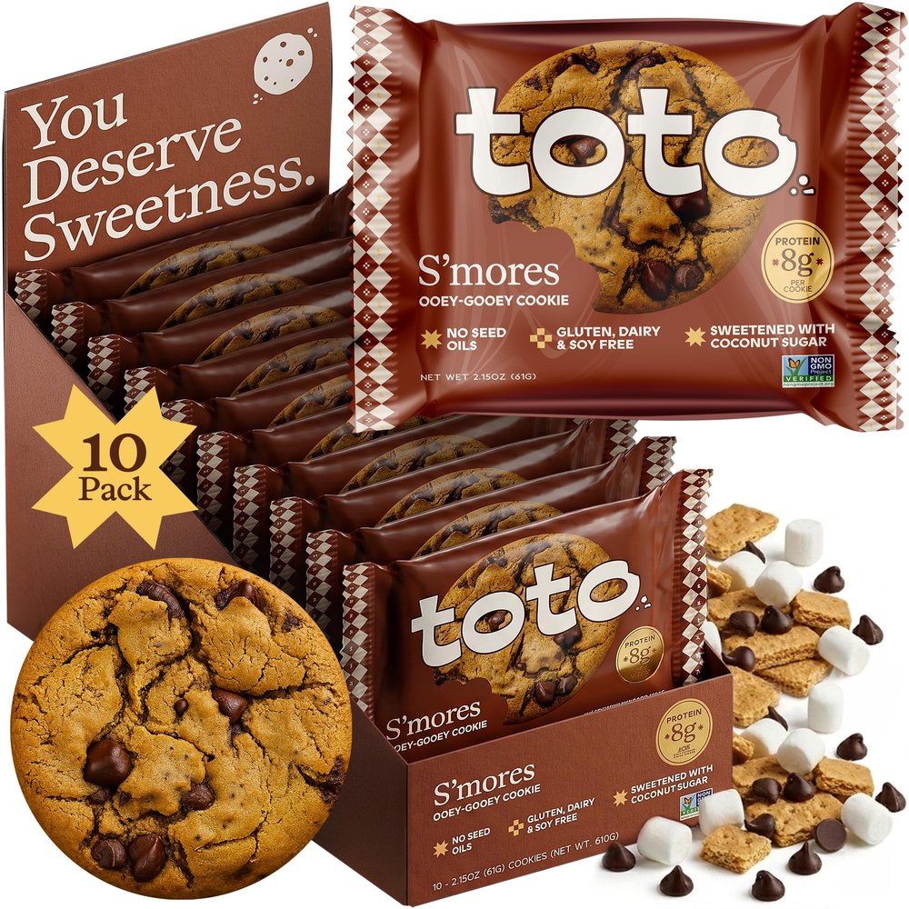 Toto Protein Cookies, S'mores, 8g Protein, Soft-baked, 10-ct