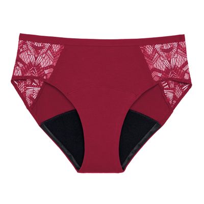 Thinx Ultra-Soft Period Underwear, Brief-Style Leakproof Underwear for Women, Holds Up to 12 Regular Tampons*, Period Panties, Reusable, Comfortable, & Flexible, Black with Lace, XL