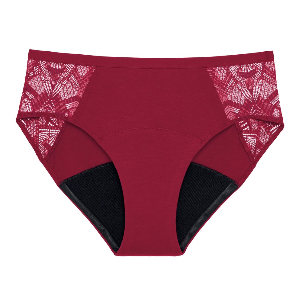 Thinx Ultra-Soft Period Underwear, Brief-Style Leakproof Underwear for Women, Holds Up to 12 Regular Tampons*, Period Panties, Reusable, Comfortable, & Flexible, Black with Lace, XL