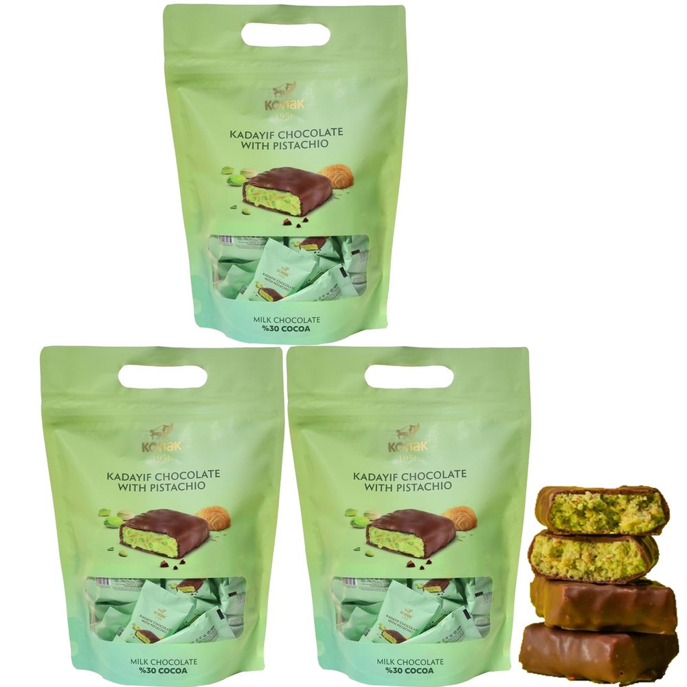 120 Count of Mini Dubai Chocolate Kunafa Pistachio Bar - Pistachio Chocolate Bars with Shredded Phyllo Dough - Fresh Daily Production, Perfect for Gifting - 3.3 lbs/Aprox 120 Pieces