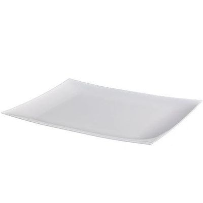 11.75 inch White Pearl Rectangle Dinner Plate Elegant Disposable Plastic Dinner Plate for Weddings, Parties, Catering, and Buffets Durable & Reusable Tableware Food-Safe BPA-Free Design (40)