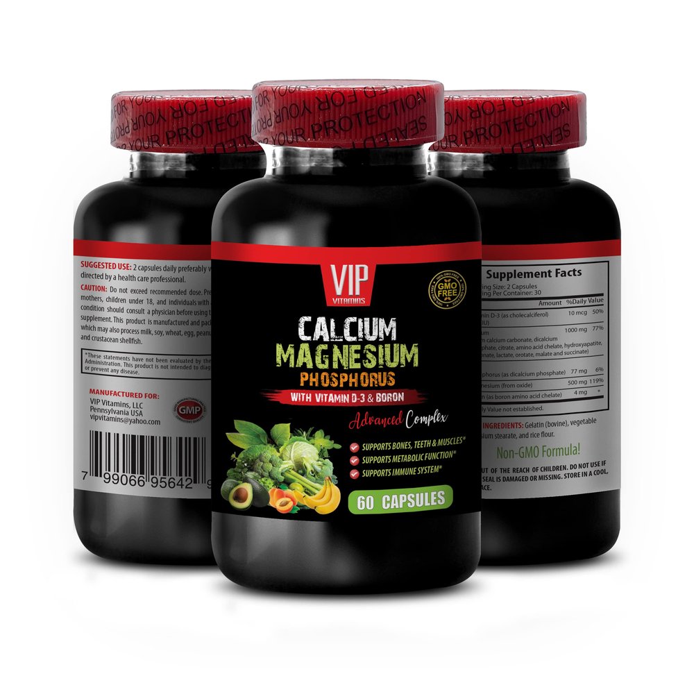 Phosphorus Supplement - Calcium Magnesium Phosphorus - Phosphorus Vitamins, Phosphorus for Bones, Natural Phosphorus Supplement, Phosphorus and Calcium Balance 1 Bottle 60 Capsules