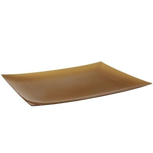 11.75 Inch Gold Rectangle Dinner Plate Elegant Disposable Plastic Dinner Plate for Weddings, Parties, Catering, and Buffets Durable & Reusable Tableware Food-Safe BPA-Free Design (110)