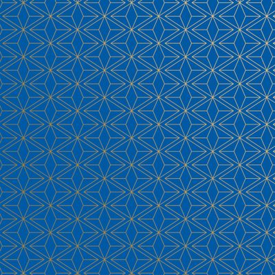 Jillson Roberts Gift Wrap, Gold Blue Geo, Quarter Ream 208 feet x 24 inches