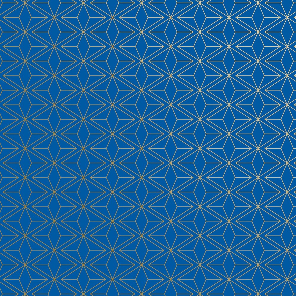 Jillson Roberts Gift Wrap, Gold Blue Geo, Quarter Ream 208 feet x 24 inches