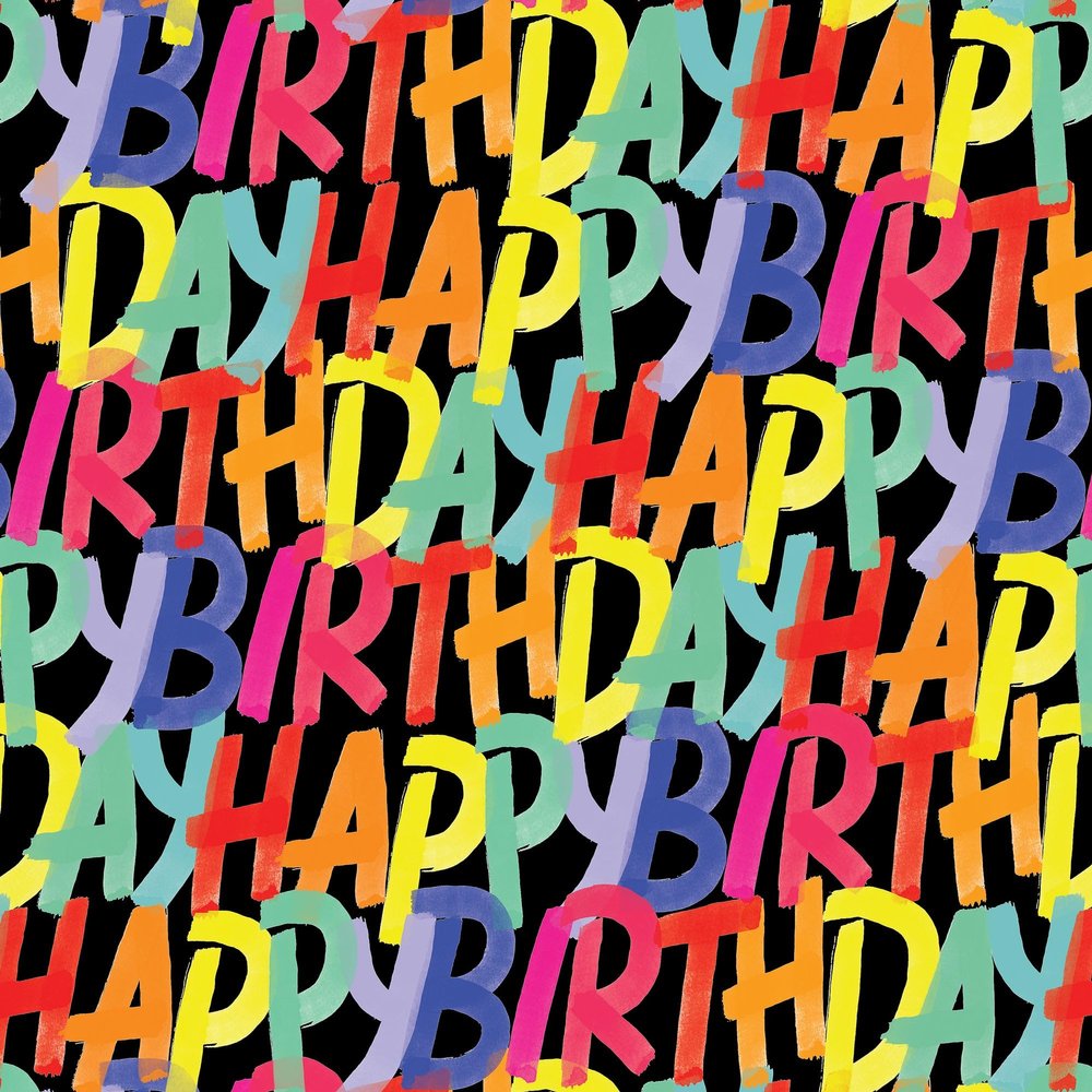 Jillson Roberts Gift Wrap, Rainbow Birthday Black, Half Ream 417 feet x 30 inches