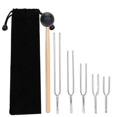 Bloepum Tuning Fork Sound Healing Tool Set 128HZ 256HZ 512HZ 1024HZ 2048HZ Tuning Fork Silver Tuning Fork Sound Healing Tool Set