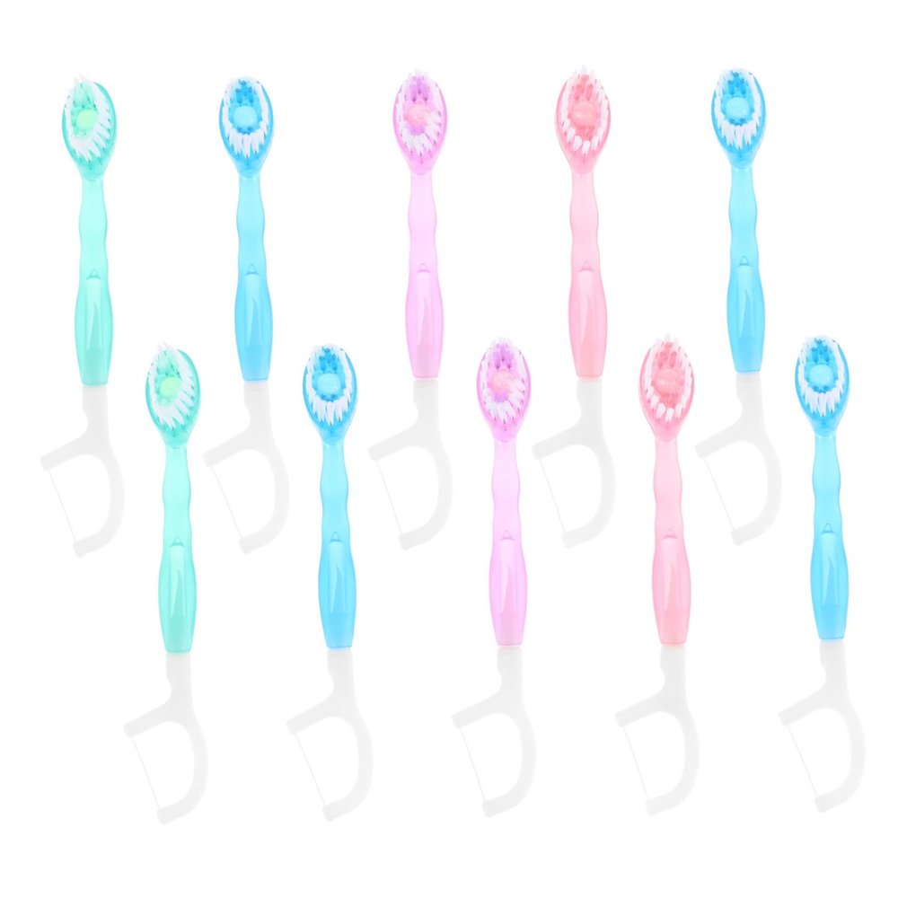 Healvian 10pcs Professional Travel Toothbrush Kit Single Use Soft Bristle Mini Toothbrushes Floss for Travel Outdoor Camping Business
