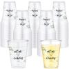 Jingmore 100 Pcs Mr and Mrs Cups 12 oz Plastic Wedding Cups Bulk Clear Engagement Disposable Drinking Glasses for Reception Supplies Bridal Shower Wedding Theme Party Decoration view 1
