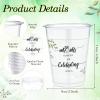 Jingmore 100 Pcs Mr and Mrs Cups 12 oz Plastic Wedding Cups Bulk Clear Engagement Disposable Drinking Glasses for Reception Supplies Bridal Shower Wedding Theme Party Decoration view 2