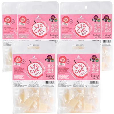 CHEW GREEN Family Share Lychee Gummies Jelly Pack of 6 (7ozx6) Bulk Authentic Thai Dessert Exotic Floral Candy - Individually Wrapped for Corporate Gifts, Holiday Events & Goodie Bags