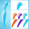 6 Pack Denture Cleaning Brush Dual Head Portable Denture Toothbrush Hard Double Sided Multi-Layered Bristles False Teeth Toothbrush for Care Clean Clear Brace Mouth Guard(Blue Orange Purple,Angled) view 3