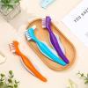 6 Pack Denture Cleaning Brush Dual Head Portable Denture Toothbrush Hard Double Sided Multi-Layered Bristles False Teeth Toothbrush for Care Clean Clear Brace Mouth Guard(Blue Orange Purple,Angled) view 4