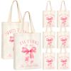 Aliceset 8 Pcs Love on The Lake Bachelorette Party Decor Bridesmaid Tote Bags Canvas for Bachelorette Gift Bags Bridal Shower(Pink,Bride Club) view 1